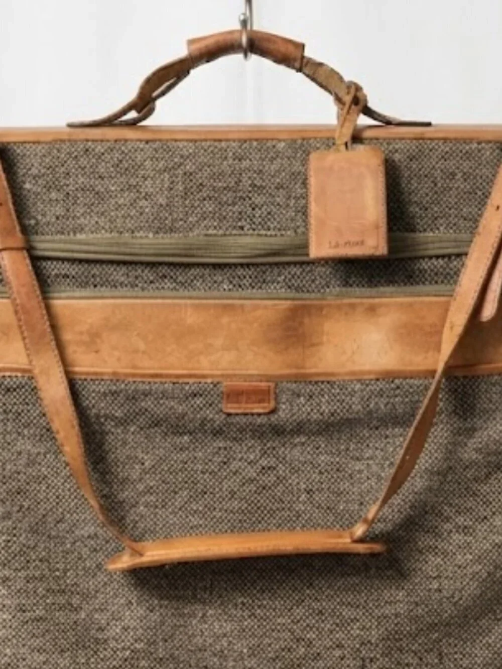 Hartmann Vintage 80s Brown Tweed & Leather Garment Bag Travel Luggage
